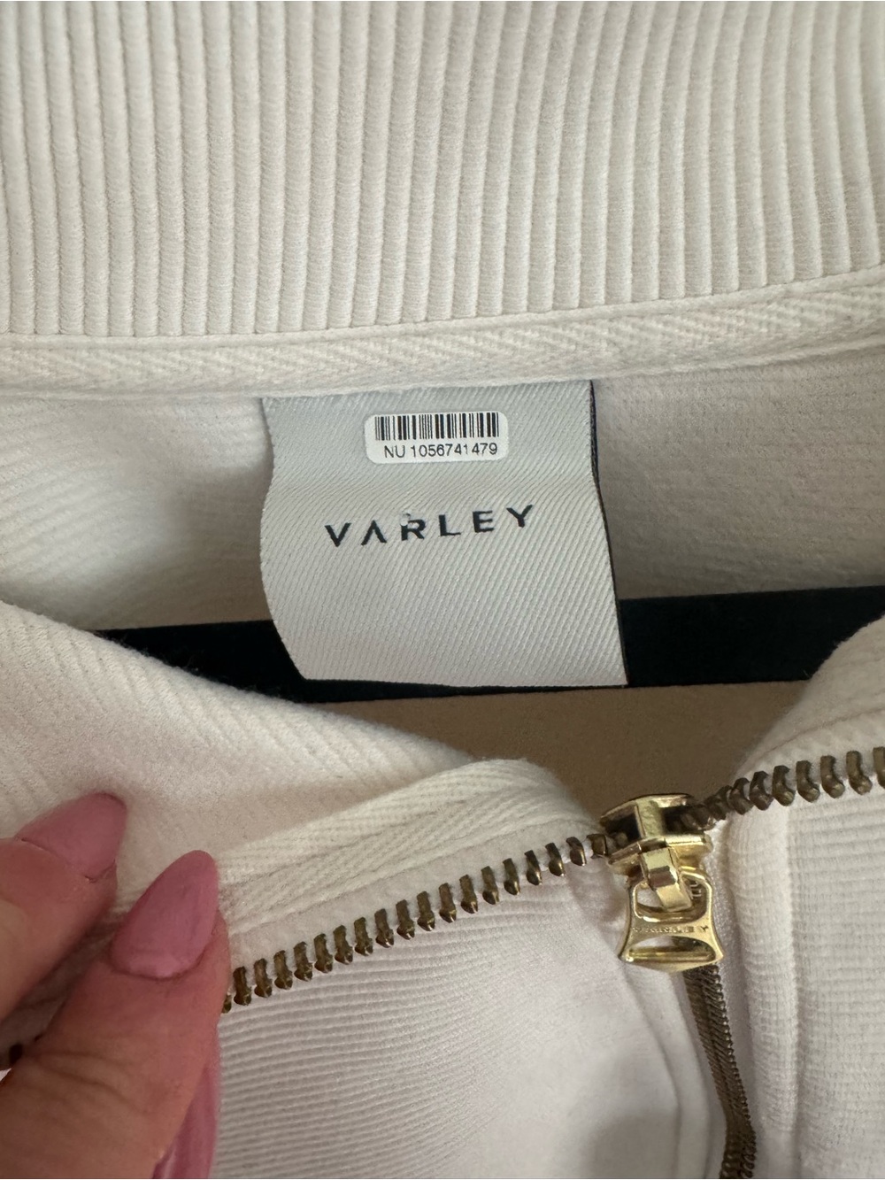 Varley Vine Half Zip Ottoman Rib Knit Pullover Ivory White VAR00485 Womens Sz XL - Picture 7 of 14